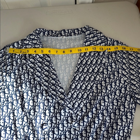 Navy & White Printed Wrap Romper with Belt Size Medium - Picture 8 of 16
